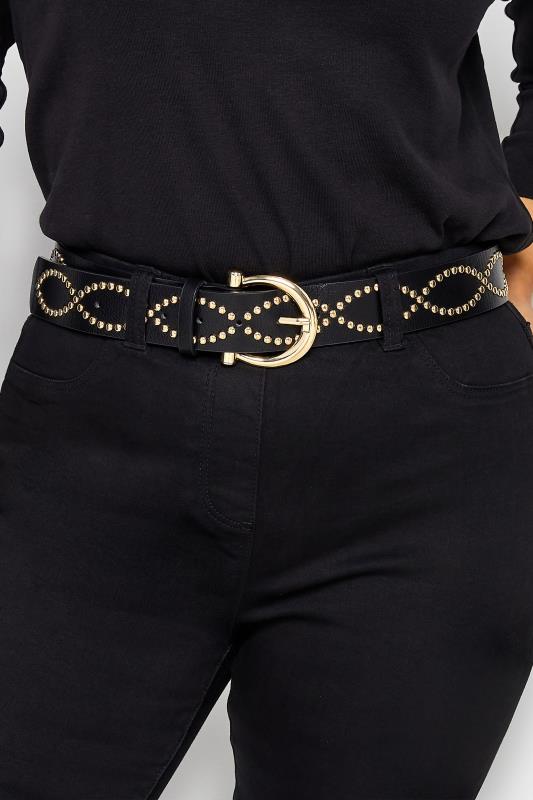 Plus Size  Black & Gold Twisted Stud Belt