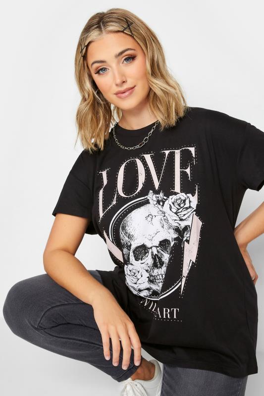 YOURS Plus Size Black Skull Print 'Love' T-Shirt | Yours Clothing 4