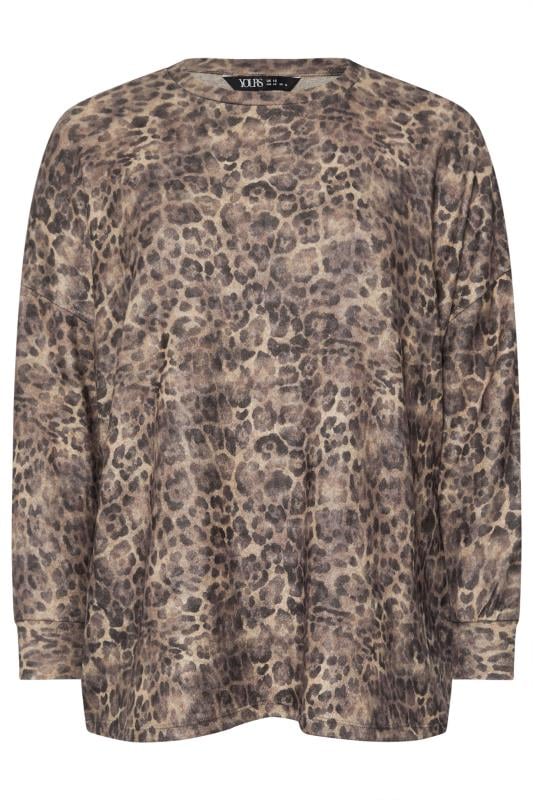 YOURS Plus Size Natural Brown Leopard Print Jumper | Yours Clothing  5