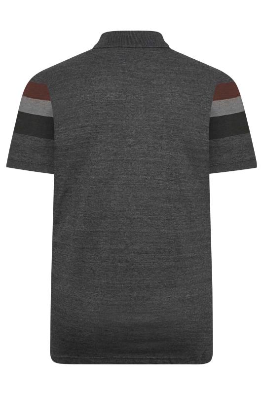 KAM Big & Tall Charcoal Grey Stripe Polo Shirt | BadRhino  4