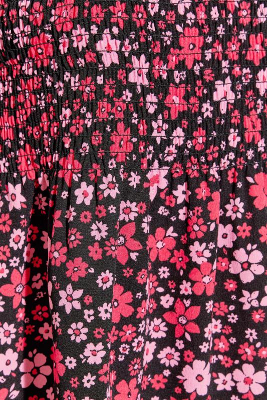 Plus Size Pink Ditsy Floral Shirred Top | Yours Clothing 6
