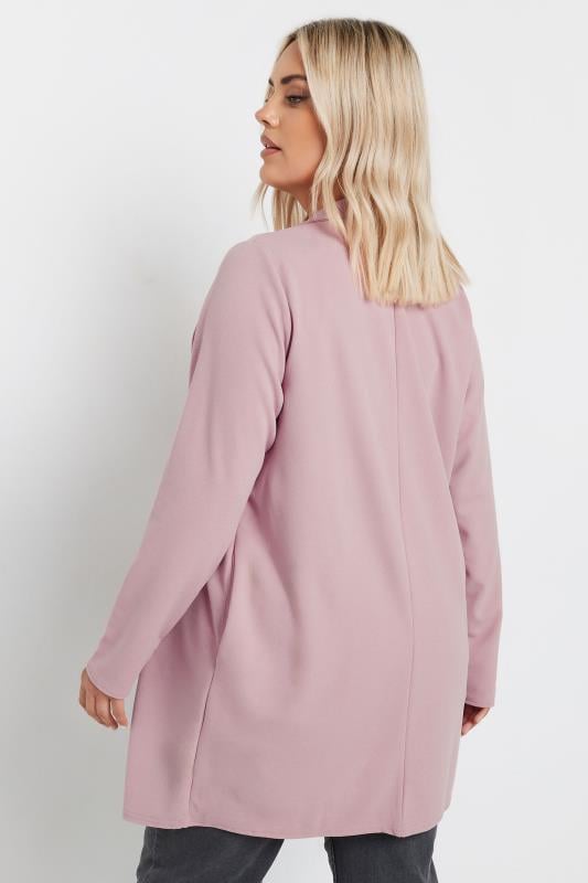 YOURS Curve Plus Size Dusky Pink Longline Blazer | Yours Clothing  3