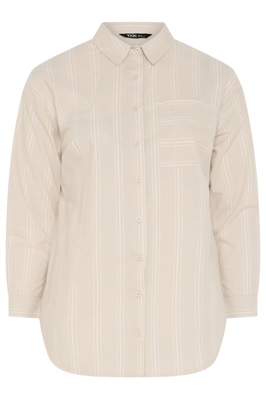 YOURS Plus Size Natural Brown Stripe Button Shirt | Yours Clothing 6
