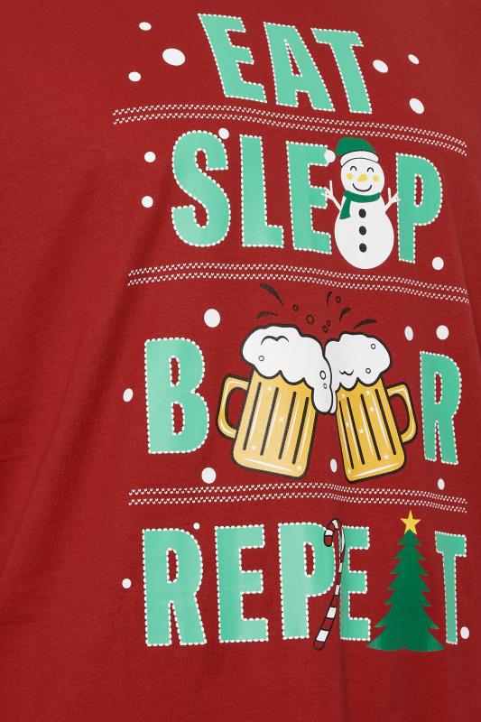 BadRhino Big & Tall Red 'Eat Sleep Beer' Christmas T-Shirt | BadRhino 6