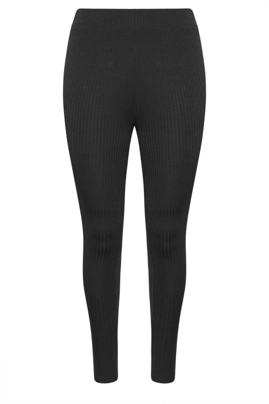 YOURS Plus Size Black Ribbed Leggings | Yours Clothing 4