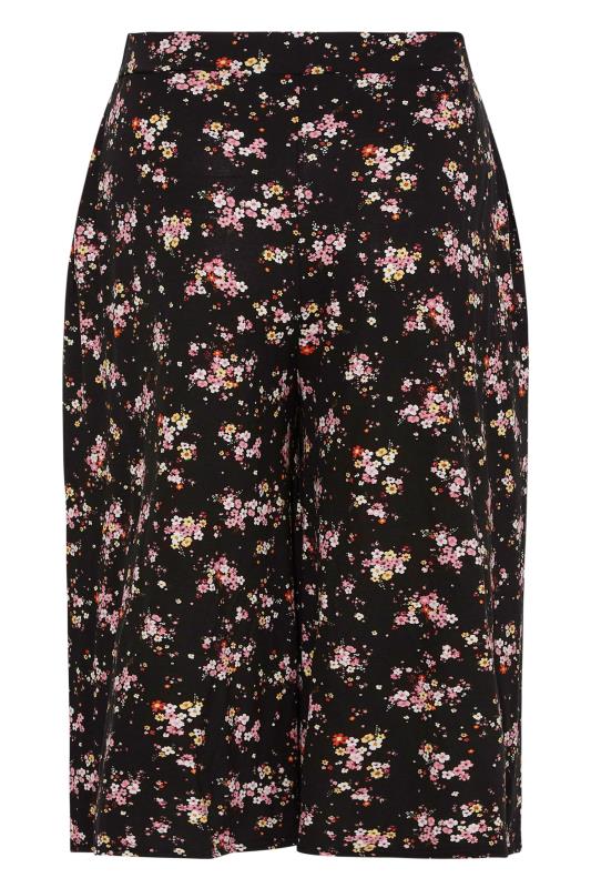 Plus Size Black Ditsy Floral Jersey Culottes | Yours Clothing 5