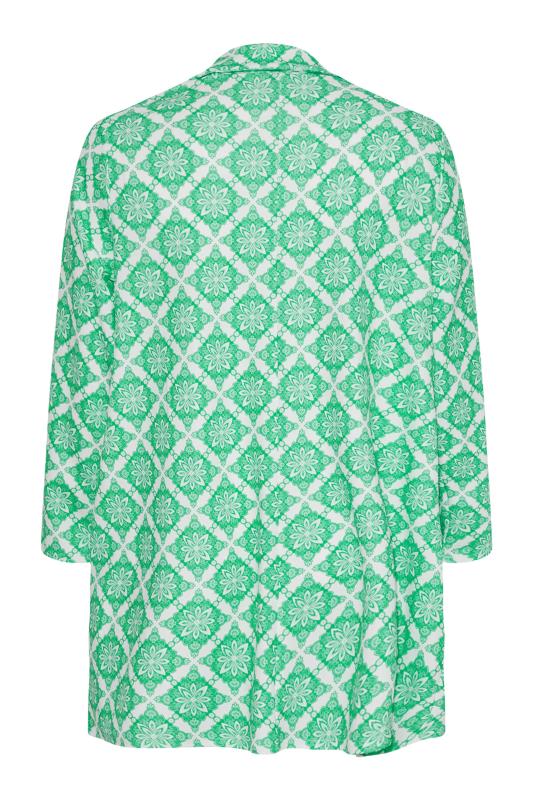 LIMITED COLLECTION Plus Size White & Green Tile Print Blazer | Yours Clothing 8