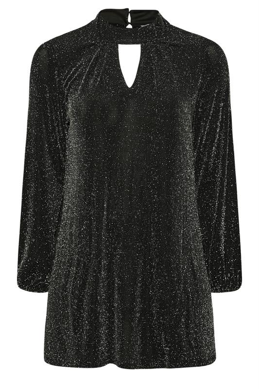 YOURS LONDON Plus Size Black & Silver Glitter Cut Out Swing Top | Yours Clothing 6