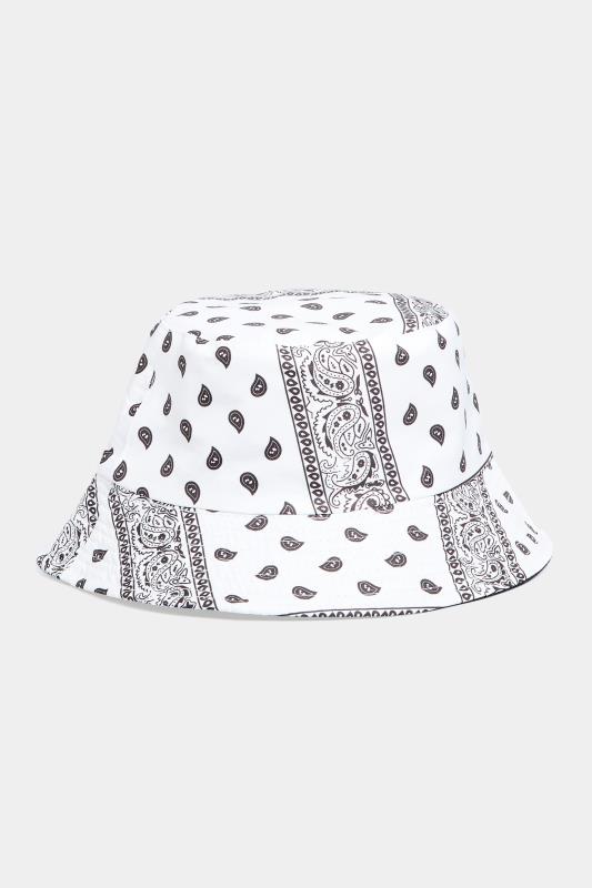 Black & White Paisley Print Reversible Bucket Hat 1