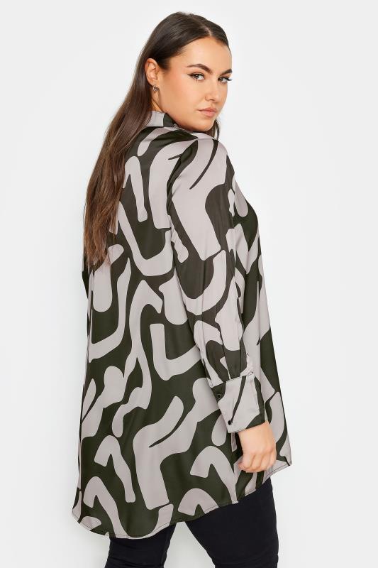YOURS Plus Size Black Abstract Print Oversized Shirt | Yours Clothing