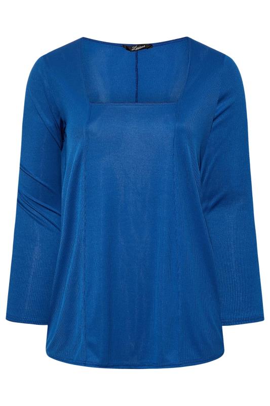 LIMITED COLLECTION Plus Size Blue Long Sleeve Seam Detail Top | Yours Clothing 5