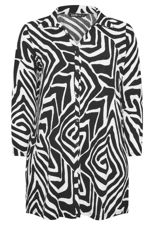 YOURS Plus Size Black Abstract Print Textured Shirt | Yours Clothing 5
