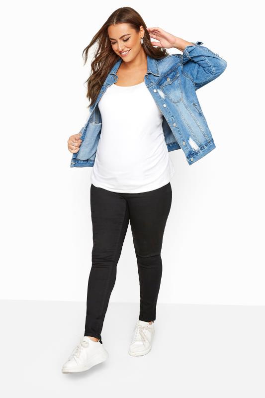 BUMP IT UP MATERNITY Curve Black Skinny Jeans With Comfort Panel_A.jpg