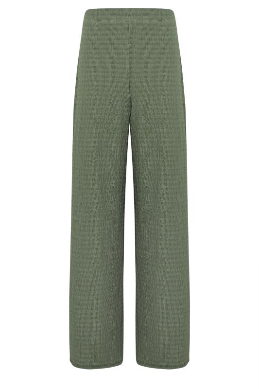 LTS Tall Women's Khaki Green Wide Leg Textured Trousers | Long Tall Sally 5