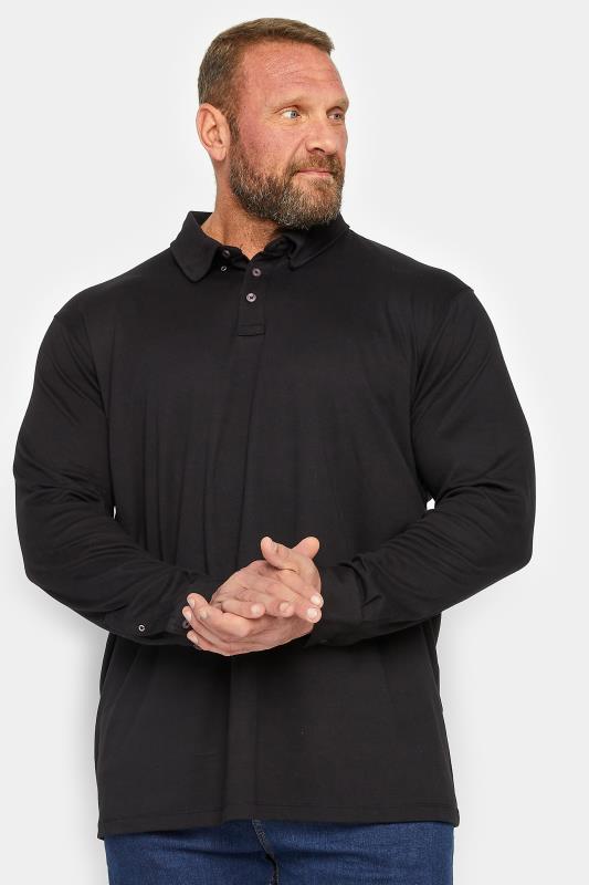 D555 Big & Tall Black Long Sleeve Polo Shirt | BadRhino 1