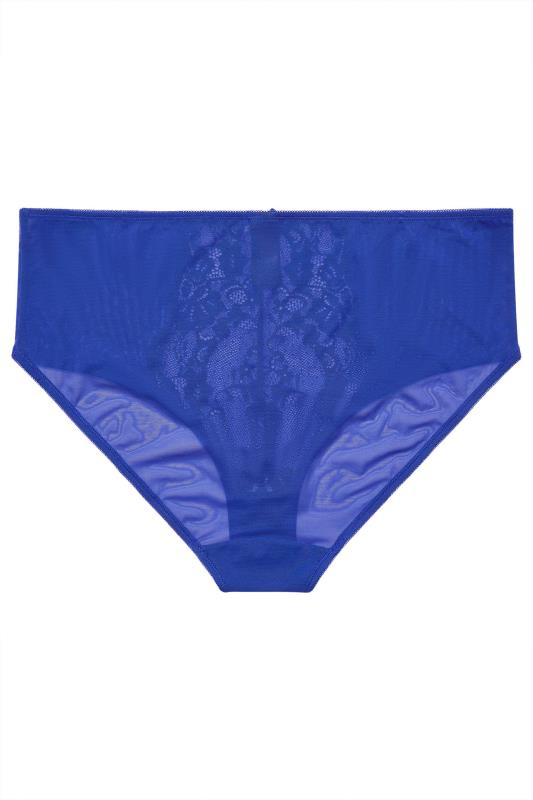 YOURS Plus Size Cobalt Blue Lace High Waisted Full Briefs | Yours Clothing 5