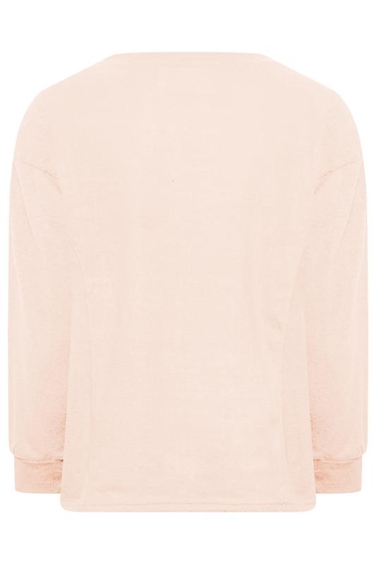 Plus Size Light Pink V-Neck Soft Touch Fleece Sweatshirt | Yours Clothing 7