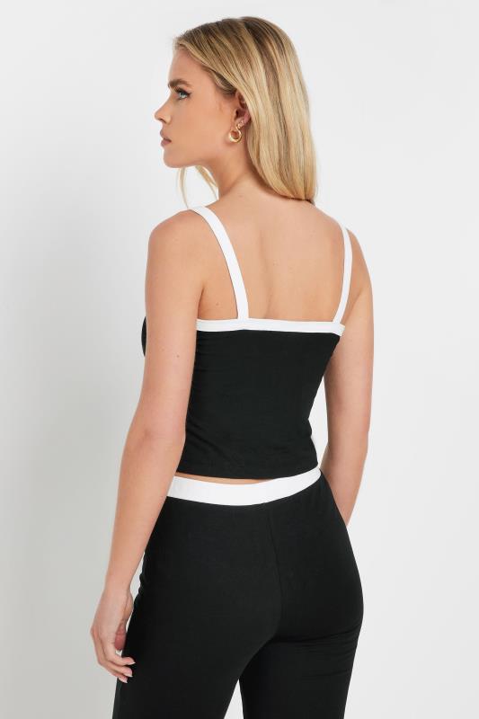PixieGirl Petite Women's Black Contrast Drawstring Vest Top | PixieGirl 2