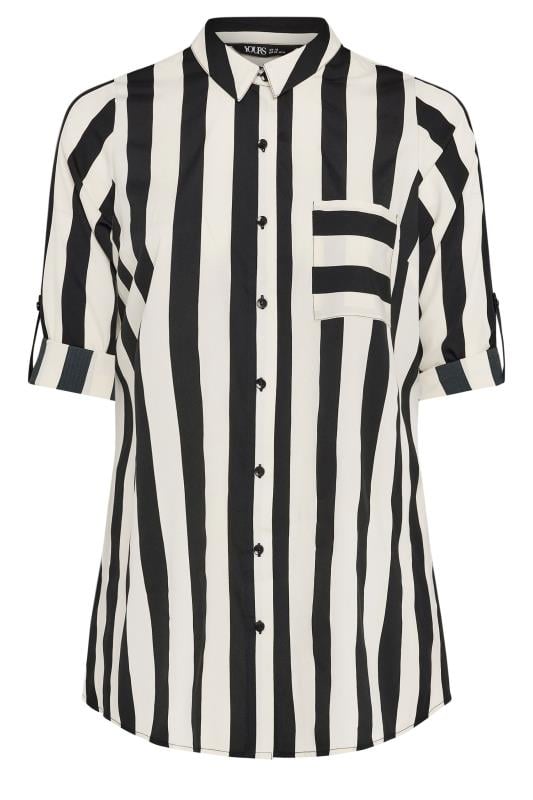 YOURS Plus Size Black White Stripe Boyfriend Shirt Yours Clothing