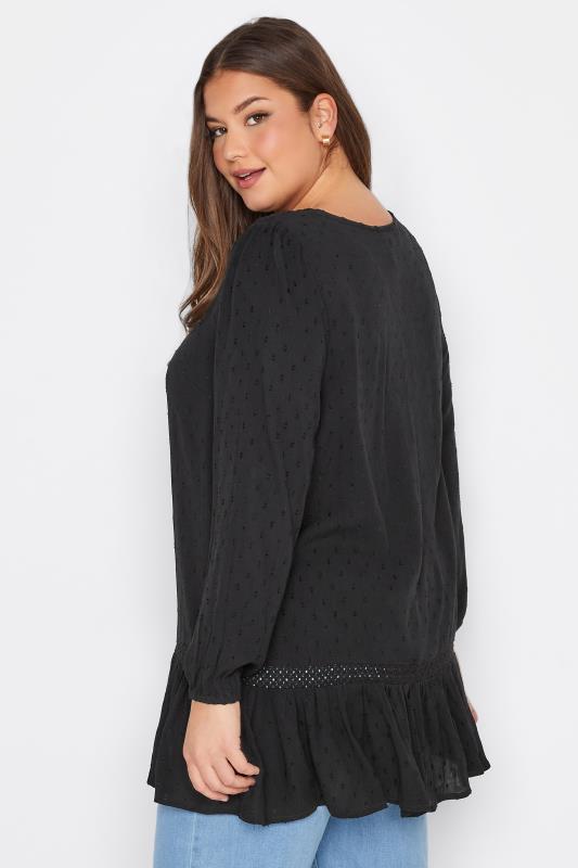 Plus Size Black Dobby Tunic Blouse | Yours Clothing 3