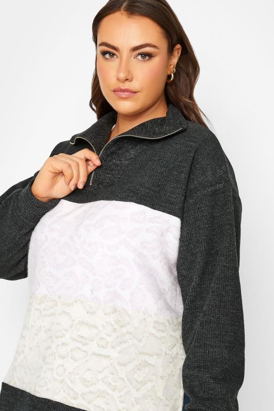 YOURS LUXURY Plus Size Black Soft Touch Zip Neck Jumper | Yours Clothing 4