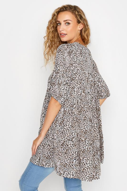 LTS Tall Maternity Brown Animal Print Tiered Balloon Sleeve Top 3