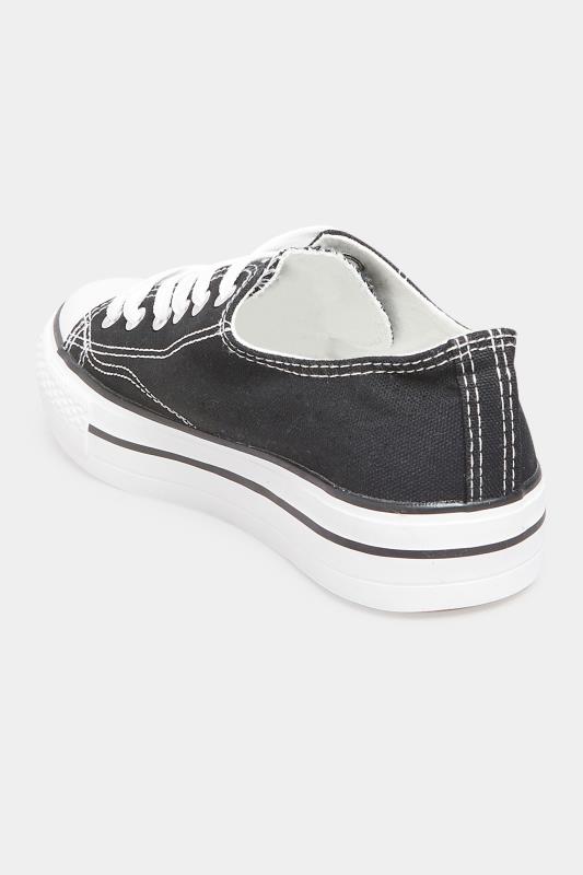 Black Canvas Platform Trainers In Wide Fit | Yours Clothing 4