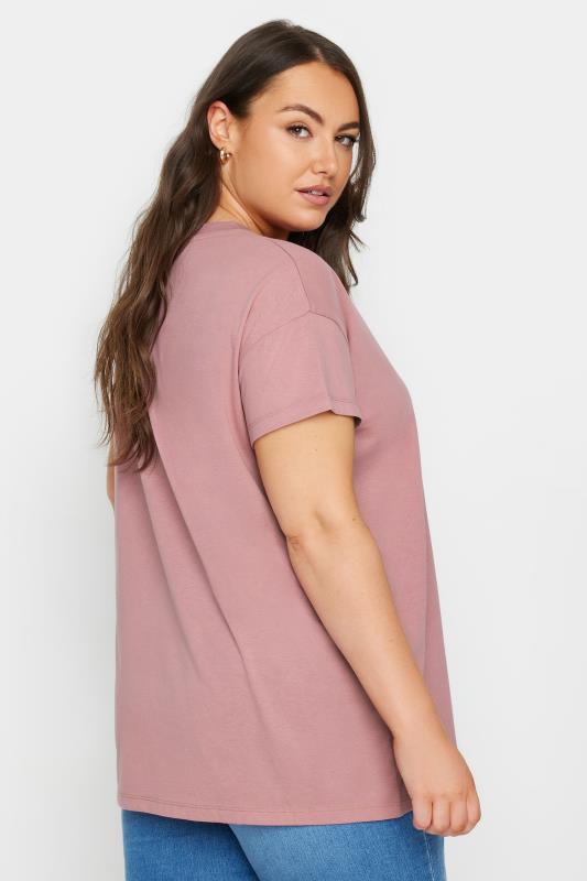 YOURS Plus Size Pink Diamante Bow Print T-Shirt | Yours Clothing  3