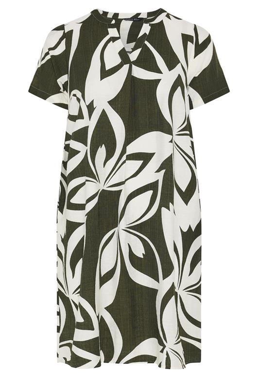 EVANS Plus Size Green Leaf Print Midi Shift Dress | Evans 6
