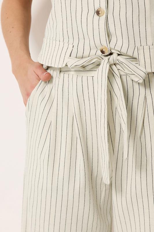 LTS Tall Women's Set Ivory White Pinstripe Waistcoat & Wide Leg Trousers | Long Tall Sally 7