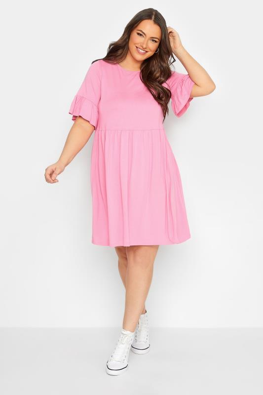 YOURS Plus Size Pink Smock Tunic Dress | Yours Clothing 1