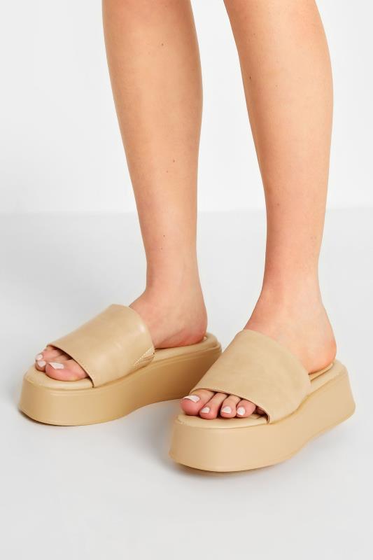 Petite  PixieGirl Nude Flatform Mule Sandals In Standard Fit