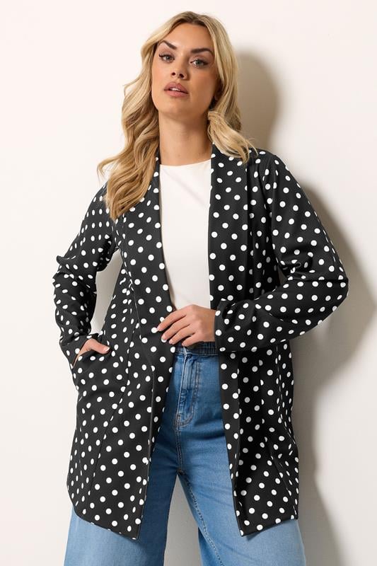  YOURS zwarte blazer met stippen