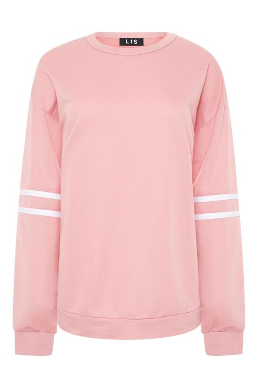 LTS Pink Varsity Stripe Co-ord Sweatshirt | Long Tall Sally