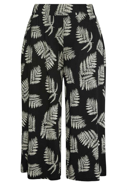 YOURS Curve Black & Natural Leaf Print Midaxi Culottes | Yours Clothing 5