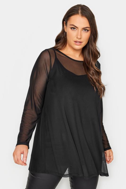 Plus Size  LIMITED COLLECTION Curve Black Mesh Swing Top