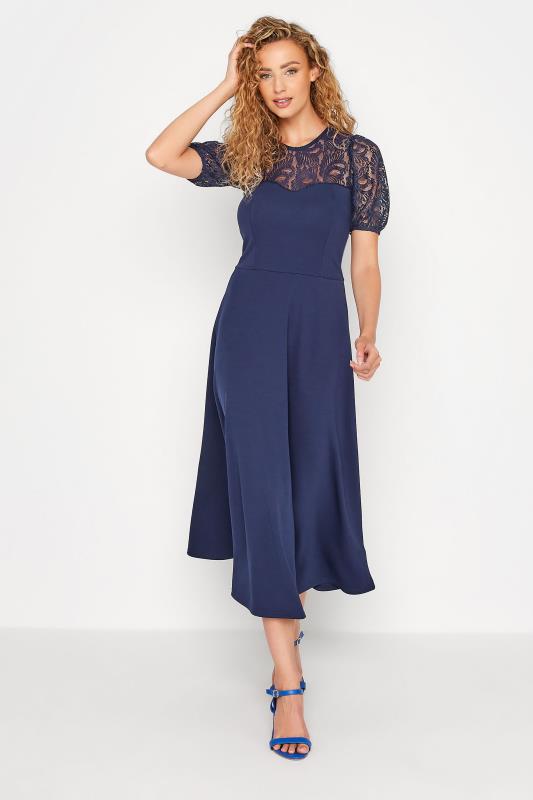 Tall Women's LTS Navy Blue Lace Midi Dress | Long Tall Sally 2