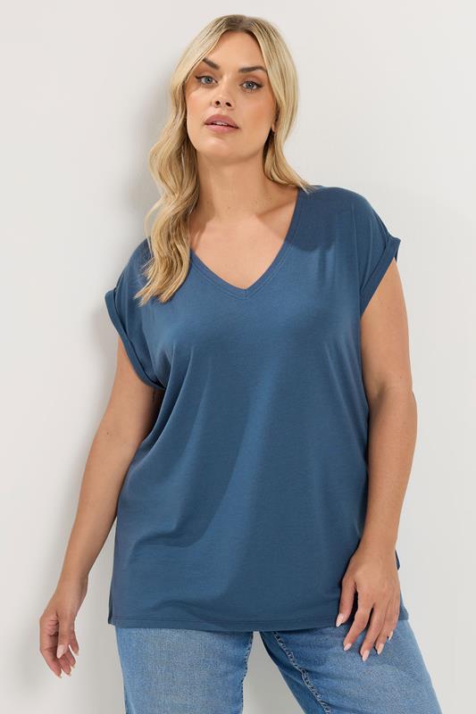  YOURS Curve denimblauw basic T-shirt