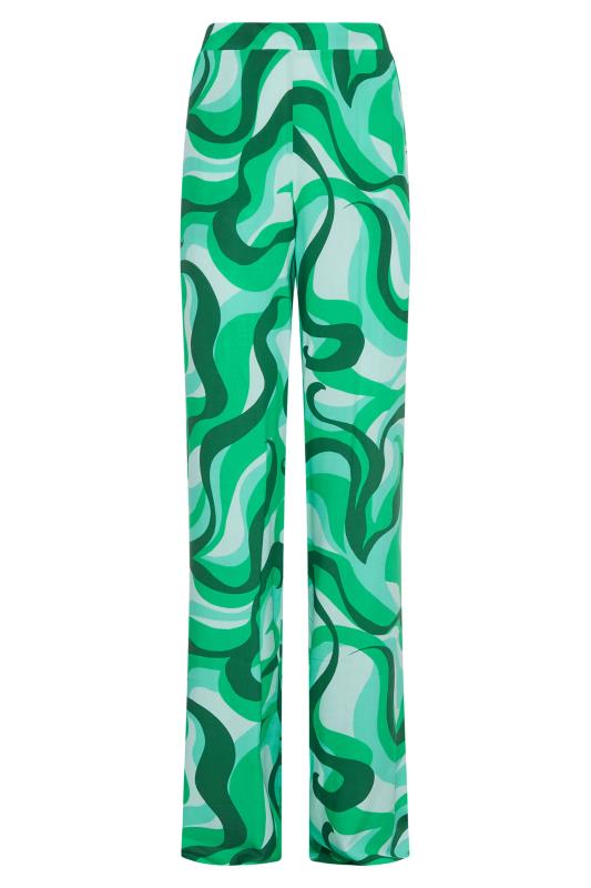 LTS Tall Women's Bright Green Swirl Print Wide Leg Trousers | Long Tall Sally 5