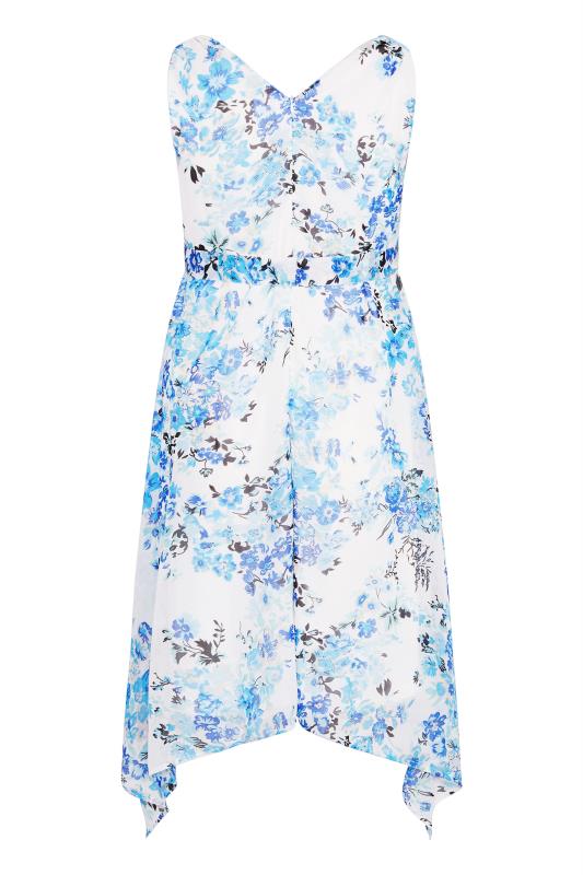 YOURS LONDON Plus Size Blue Floral Hanky Hem Dress | Yours Clothing 7