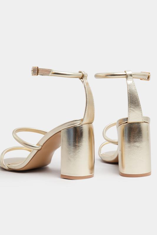 LTS Gold Multi Strap Block Heel Sandals In Standard Fit | Long Tall Sally 4