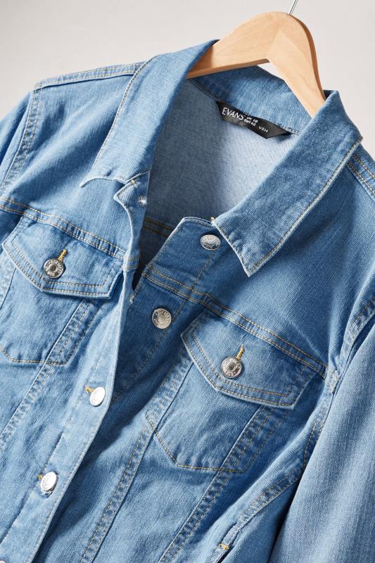 EVANS Plus Size Mid Wash Blue Denim Jacket | Evans  7