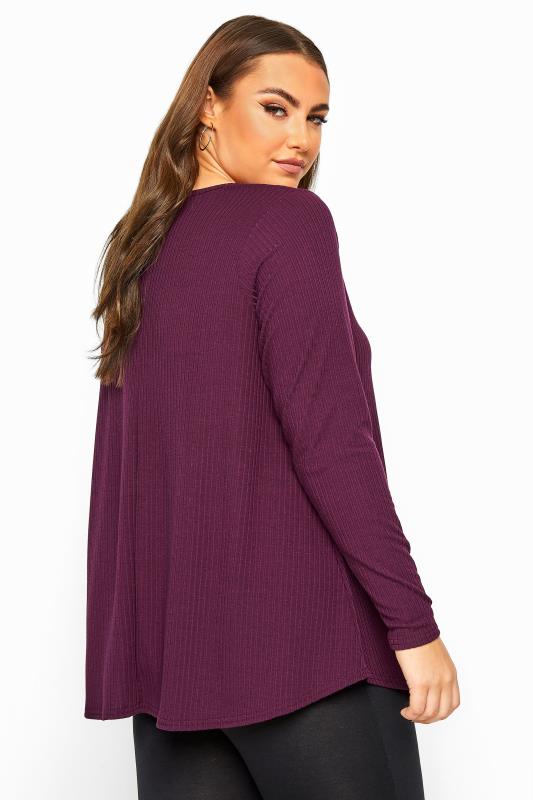 LIMITED COLLECTION Curve Damson Purple Ribbed Long Sleeve Top_C.jpg
