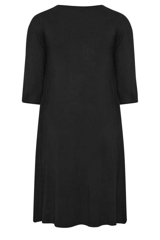 YOURS Plus Size Black 3/4 Sleeve Drape Pocket Dress | Yours Clothing 7