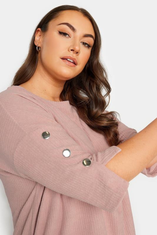 YOURS Plus Size Blush Pink Soft Touch Button Top | Yours Clothing 4