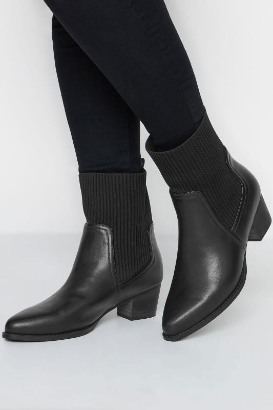  LIMITED COLLECTION Black Sock Top Line Western Boots In EEE Fit