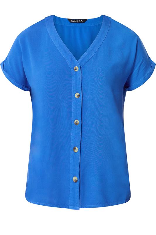 M&Co Cobalt Blue Button Front Blouse | M&Co 5