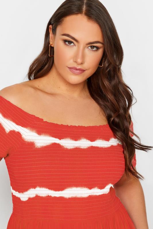 Plus Size Red Tie Dye Bardot Maxi Dress | Yours Clothing 4