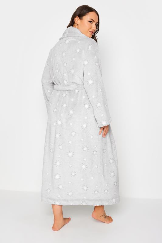 YOURS Plus Size Grey Star Print Shawl Maxi Dressing Gown | Yours Clothing 4