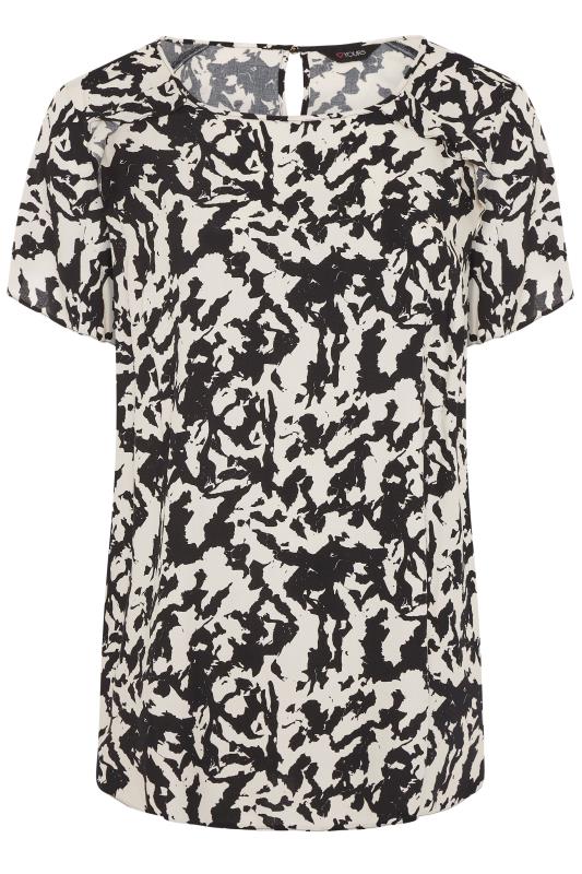 Curve Black & White Abstract Print Frill Shoulder Blouse 5